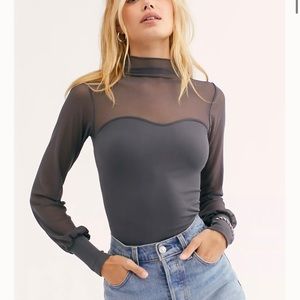 Free people mesh long sleeve top